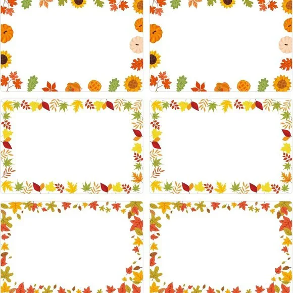 210 Pcs Fall Name Tag Stickers -3''x 2'' Self Adhesive Pumpkin Maple Leaves Name - Picture 1 of 7